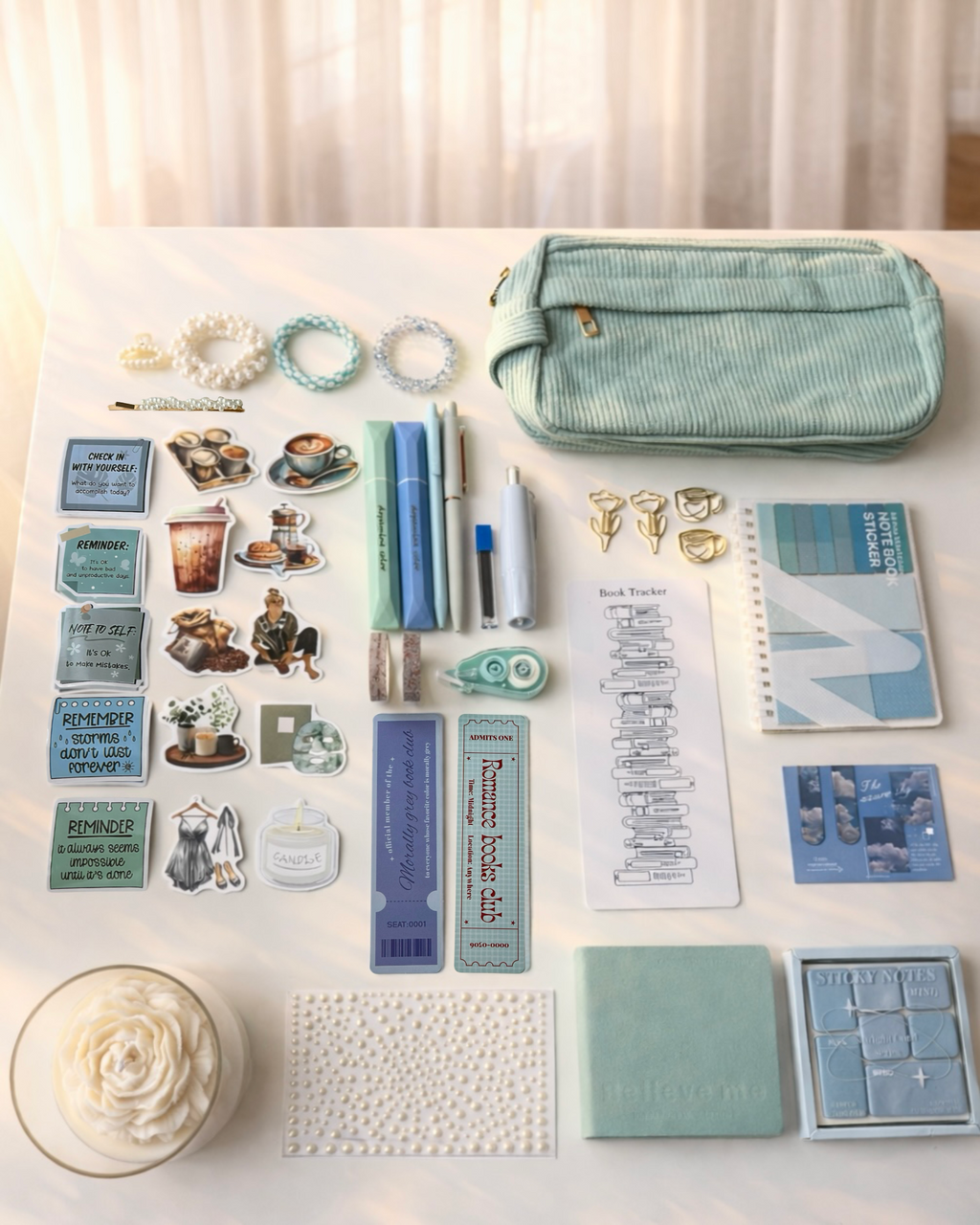 🩵Mint Breeze — Stationery Box with Candle