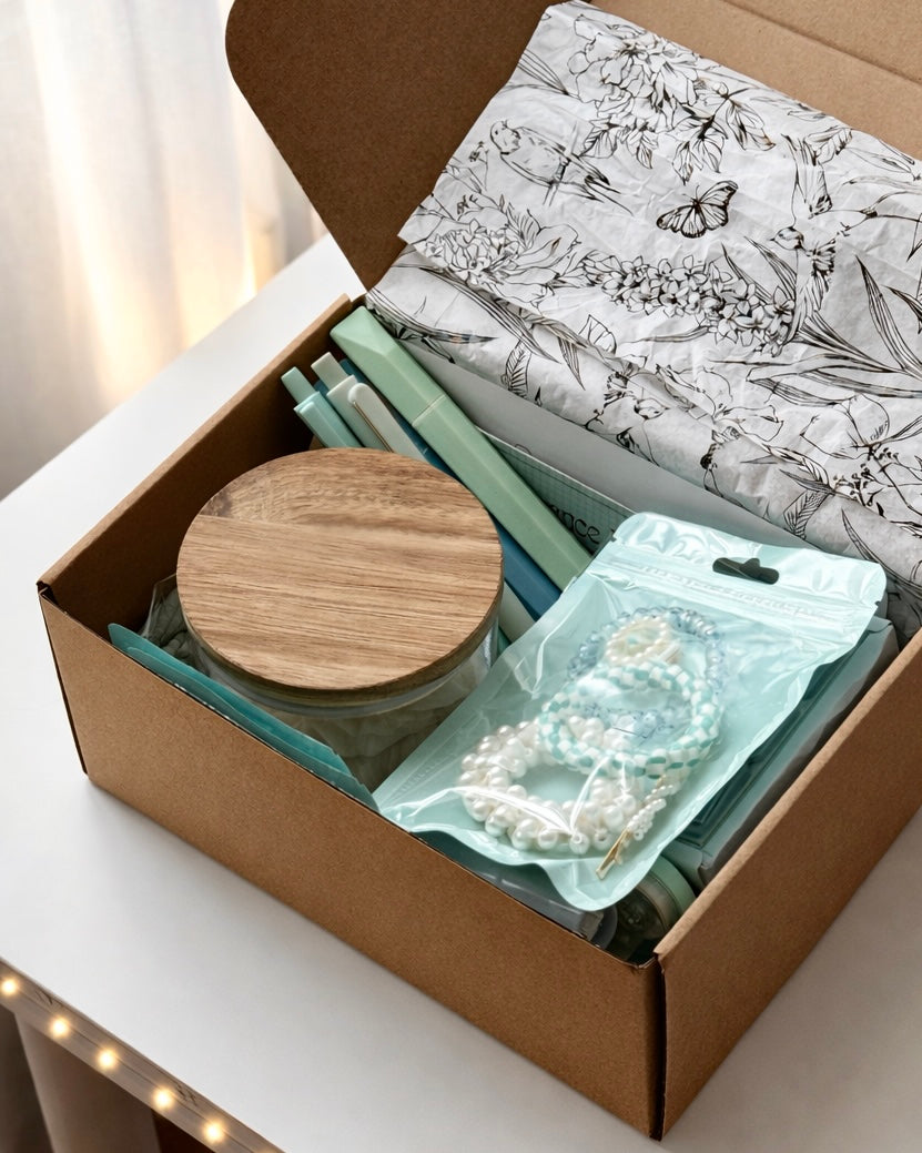 🩵Mint Breeze — Stationery Box with Candle