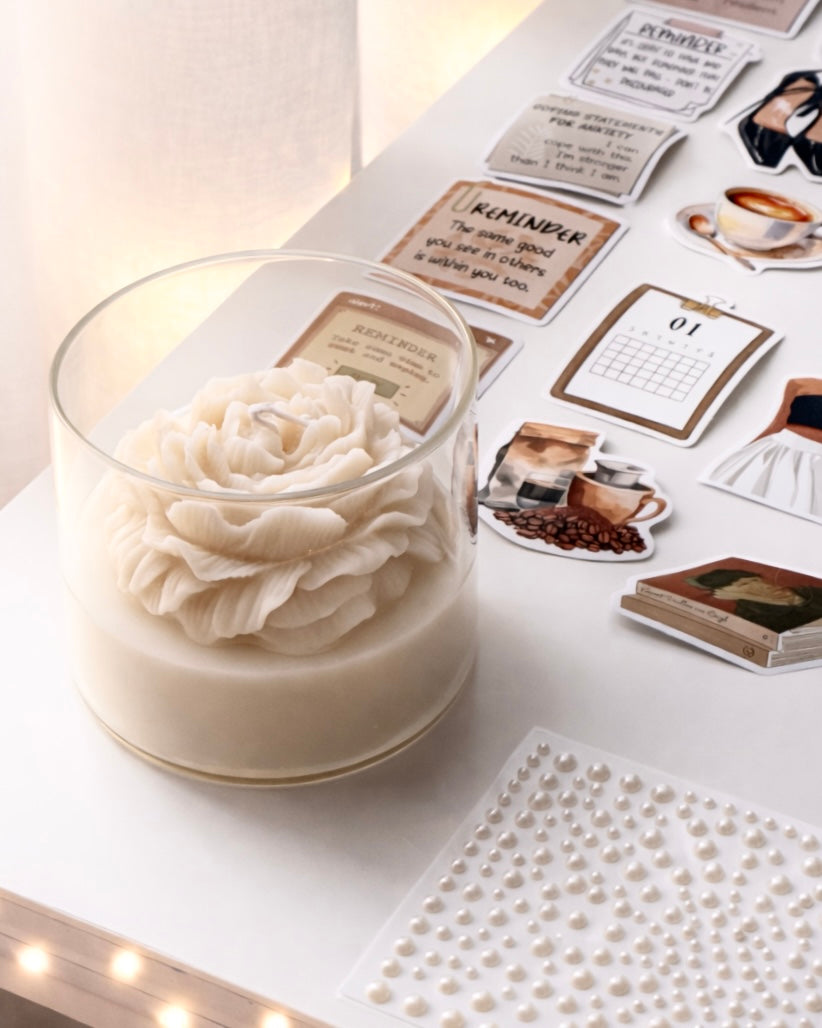 🤎Warm Latte — Stationery Box with Candle